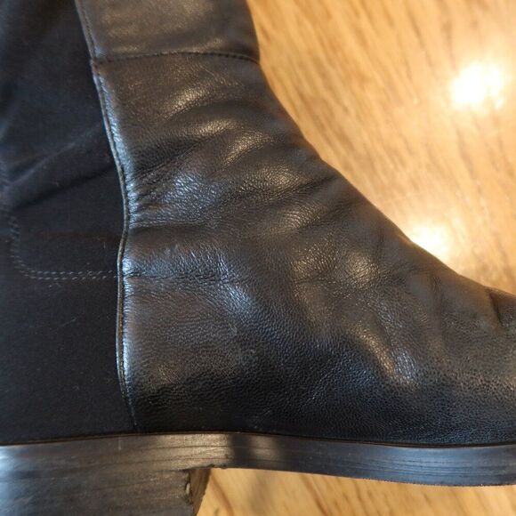 STUART WEITZMAN Keelan leather boots knee high black sz 7 pull on stretch winter - Picture 5 of 13
